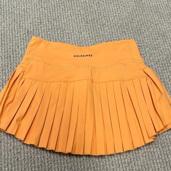 Gold Hinge Sunrise Orange Pleated Tennis Skirt, Size Small - Picture 5 of 12
